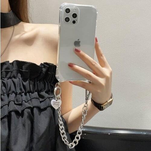 Blingbling Love Heart Hanging Chain Case For Samsung S21Ultra S21Plus S21 S20Plus S20Ultra A51 A71 shockproof Bracelet Cover
