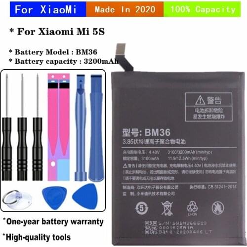 BM36 Battery For Xiaomi Mi 5S Mi5s Mobile Phone Battery 3200mAh High Capacity Replacement Bateria Batteries + Tools