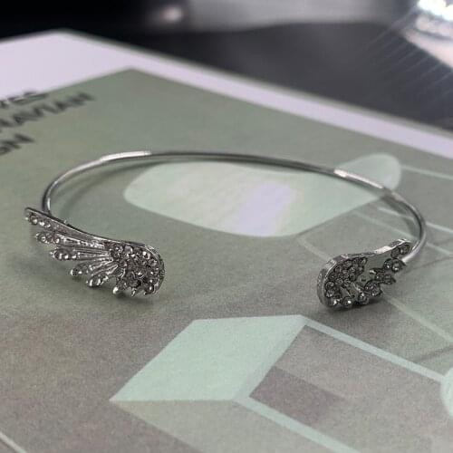 2020 Fashion Angel Wings Bracelet Adjustable Woman Riding Bike Jewelry Gifts Open Bracelet Silver Plated Crystal
