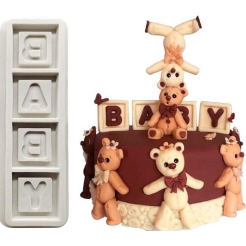Baby Blocks Silicone Molds Fondant Cake Decorating Tools Sugarcrafts Chocolate Baking Tools For Cake Gumpaste Mold