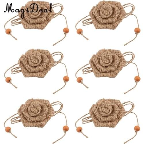 Burlap Jute Rose Flower Hessian Flower Shabby Chic DIY Bouquets Christams Wedding Flower