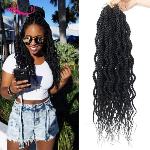 Hair Nest 18Inch Wavy Senegalese Twist Crochet Hair Braids Wavy Ends Synthetic Braiding Hair Extension Curly Crochet Twist Hair