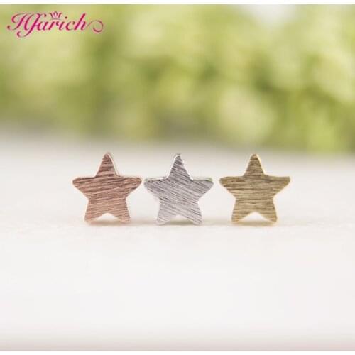 Hfarich Minimalist Brushed Star Stud Earrings for Women Tiny Matte Star Earing Pendients Party Gifts Jewelry Dropshipping
