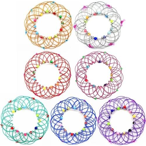 Adult Children Anti-Stress Toy Mandala Thirty-Six Softened Steel Ring Puzzle Toy Flower Basket Soft Steel Ring Ornament