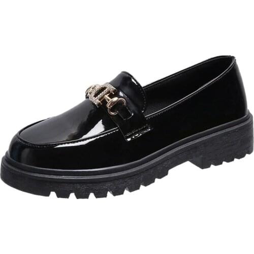 Leather Walking Shoes Women Slip On Black Pumps Girls Summer Fashion Casual Shoes Non-Slip Daily Sneakers for Street School