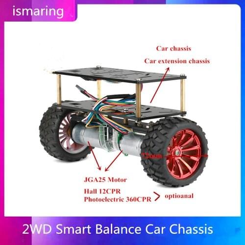 Metal 2WD Smart Balance Car Chassis 72mm Rubber Wheel With JGA25 Motor Hall Speed Photoelectric Speed Measuring for Robot Model