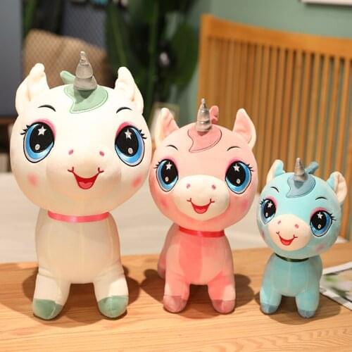 1pc 30/40/50CM Cute Standing Unicorn Plush Toys Soft Stuffed Cartoon Animal Horse Doll Appease Sleep Pillow For Children Gifts
