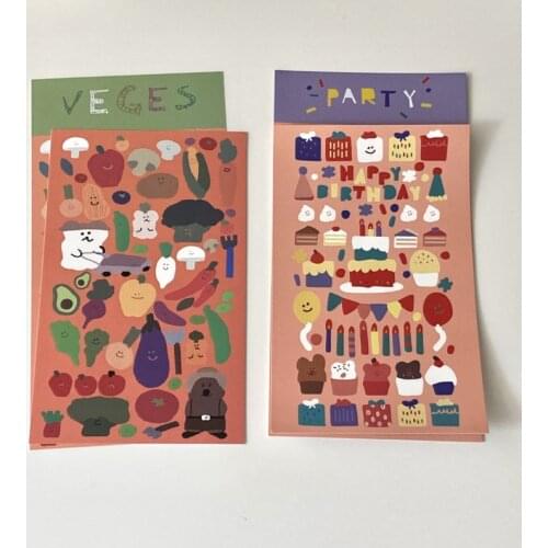 ​Cartoon Bear Vegetable Party Smiling Face Cute Stickers Album Mobile Phone Children DIY Collage stationery decorative sticker