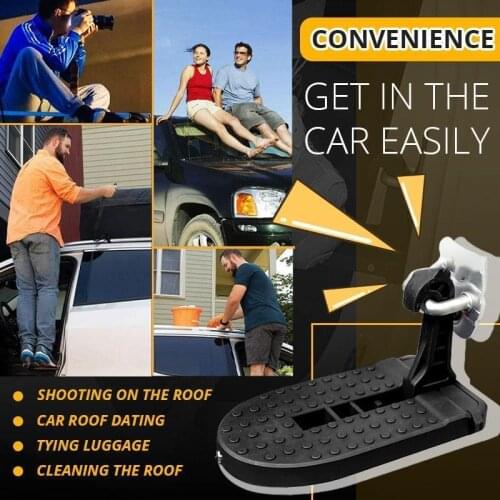 Multifunction Foldable Car Roof Rack Step Car Door Step Universal Latch Hook Auxiliary Foot Pedal Aluminium Alloy Safety Hammer