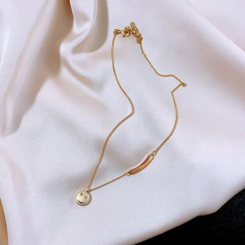 Fashion Lovely Smiling Face Pendant Necklace Choker Never Fade Elegant 18 K Gold Plated 316 L Stainless Steel Jewelry Woman Gift