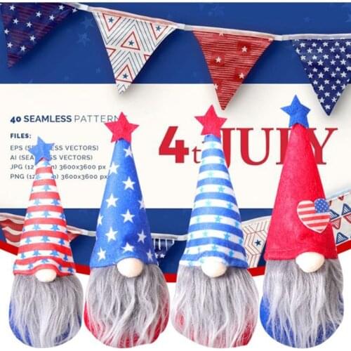 American Independence Day Doll Unique Decorative Faceless Figure Toy For Gifts 4th Of July Spiral Hanging Swirl Pendant Spiral