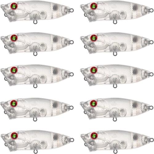 Unpainted Lures 25 Pieces Fishing DIY Blank Hard Plastic Poppers Transparent Topwater Baits 7cm 9cm with 3D Fish Eyes