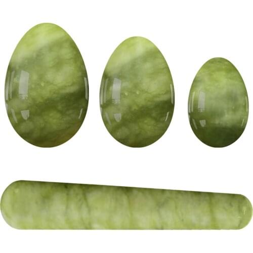 Undrilled Yoni Egg Crystal Wand Set Real Natural Stone Vagina Massage Ball Yoni Eggs for Women Kegel Exercise Jade Massage Stick