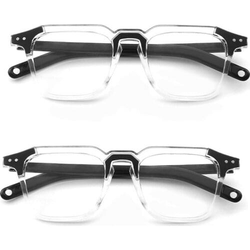 Fashion Transparent Square Glasses Unisex Oversize Eyewear Flexible Rivet Eyeglasses Clear Lens Myopia Optical Spectacles