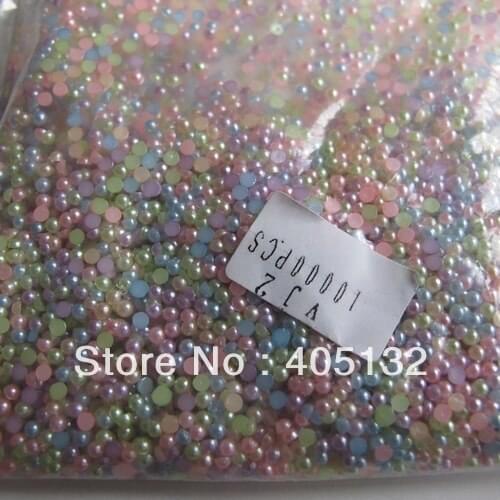 OD-24-2mm Free Shipping 10000pcs/bag 2mm Mix-Color Resin Half-Ball Pearl Nail Art Decoration