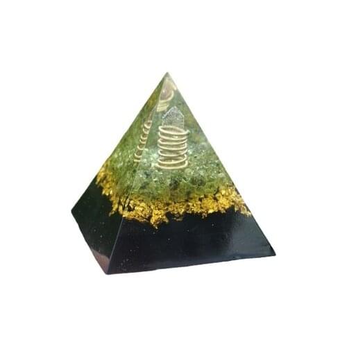 Rose Quartz Pillar Orgonite Pyramid with Shungite Peridot Crystal Reiki Energy Gemstone Powerful Orgone Pyramide Collection