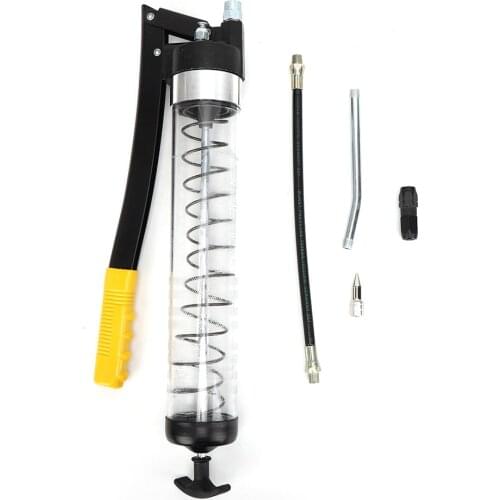 6000PSI 600cc Heavy Duty Grease Gun Visible Transparent Tube Portable Auto Car Tool Accessory Grease Gun Flexi Rigid