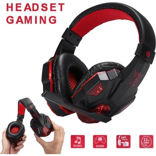POHIKS Gaming Headsets Big Headphones with Light Mic Stereo Earphones Deep Bass for PC Computer Gamer Laptop PS4