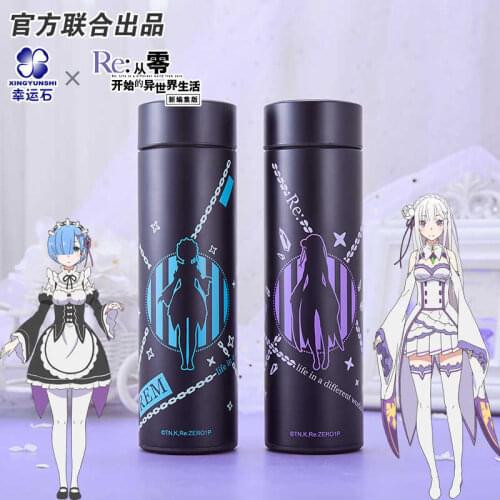 [Re:Radio Life in a different world from zero] Re0 Anime Rem Thermos Steel Water Bottle LED Display Temperature Sensing Cup Gift