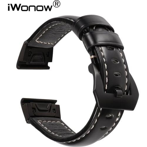 22mm Quick Fit Genuine Leather Watchband for Garmin Fenix 5/ 5 Plus/ Forerunner 945/935/ Approach S60/ Quatix 5 Strap Watch Band