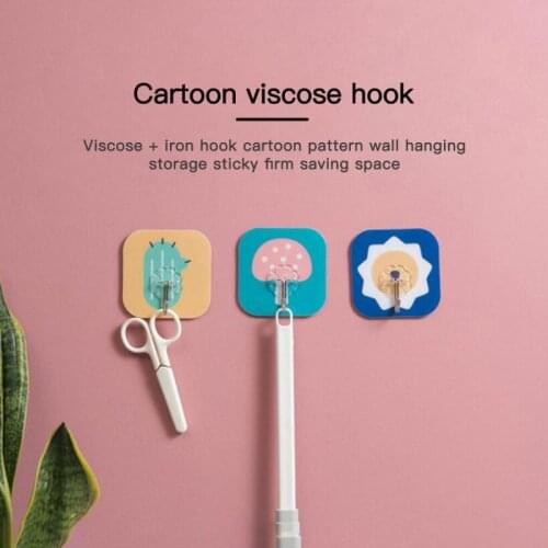 Strong Cute Cartoon Hook Wall Kitchen Adhesive Door Wall Hangers Hook Creative Nail-Free Suction Cup Bathroom Hooks