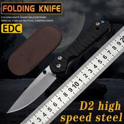 Folding Knife D2 High Speed Steel Titanium Alloy Handle Outdoor Hunting Tactical Tool High Hardness Multifunctional Tool Edc