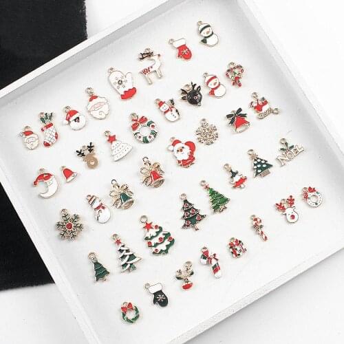 Mixed 38 Kinds of Christmas Drip Oil Series Earrings Pendant Diy Jewelry Accessories Santa Claus Snowman Bell Pendant