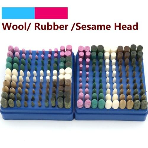 100pcs/set 5 Assorted Mounted Point Stone Rubber Polishing Grinding Head Wheel Wool Felt 3mm Shank Electric Dremel Rotary Drill