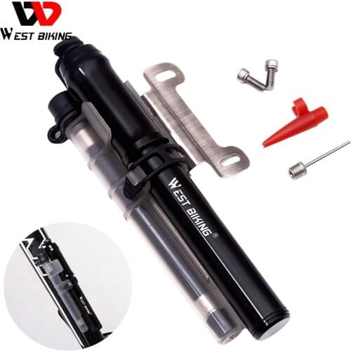 WEST BIKING Mini Bike Pump 260 Psi High Pressure Hand Inflator Air Pump Mountain Bike Cycling Portable Ultralight Bicycle Pump
