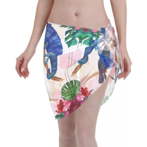 Women Beach Bikini Cover Up Beautiful Tropical Animals Wrap Skirt Sarong Scarf Beachwear Bathing Suit Beachwear Swimsuits
