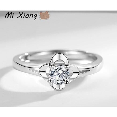 Mi Xiong 925 Sterling Silver Rings Womens Lucky Four-leaf Clover Wedding Engagement Luxury Jewelry Elegance Romantic Love Fine