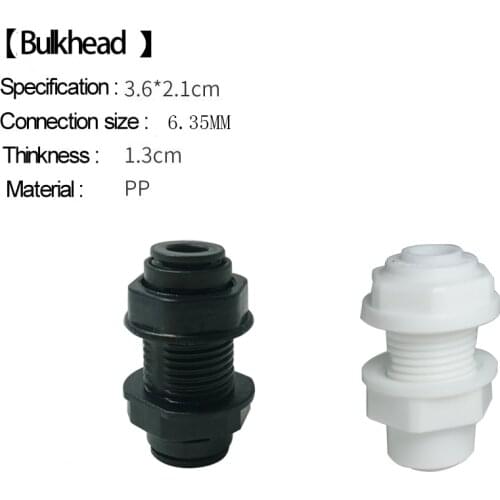 1/4"(6.35mm) RO Water Straight Bulkhead Union OD Tube Fittings Quick Connector RO Water Rainforest Misting System Joint 2PC