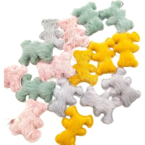 10pcs/lot Cute Plush Bear Patches Cartoon Furry Bear Appliques Childrens Headwear Clothing Accessories DIY Handmade Materials