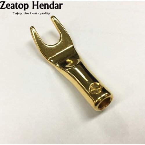 10Pcs Gold Plated Brass Banana Plug Y U- type Screw Spade Speaker Jack Audio Screw Fork Connector Adapter High Quality