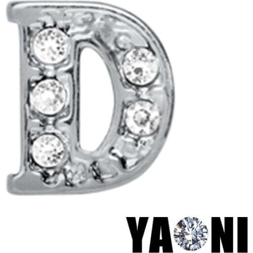 20pcs lot Free Shipping New Fashion Rhinestone Alphabet Letter D Charms For Magnetic Glass