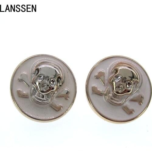 20Pcs 7/8" Gold White Skull Buttons Round Plastic Buttons For Clothing Accessories Apparel Sewing Crafts 22.0mm Dia