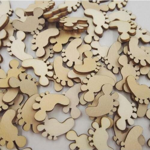 200pcs/bag Wood Rustic Wedding Guest Book decor footprint confetti for Gift Craft baby shower Decoration