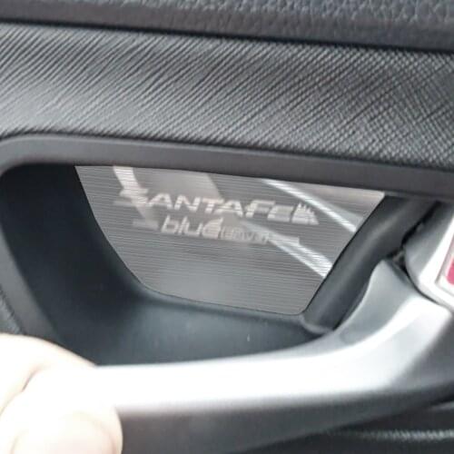 IMTFOO 4PCS STAINLESS INTERIOR DOOR HANDLE STICKER MOLDINGS FOR HYUNDAI SANTA FE 2013-2017 2018 ACCESSORIES CAR STYLING