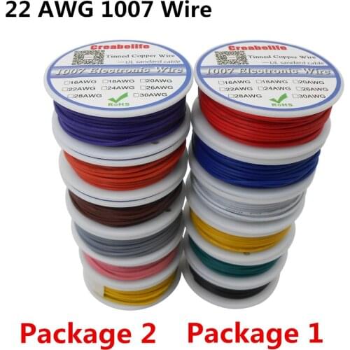 48m UL 1007 22AWG 6 colors Mix Package 1 or Package 2 Spool Electrical Wire Cable Line Airline Tinned Copper PCB Wire RoHS Wire