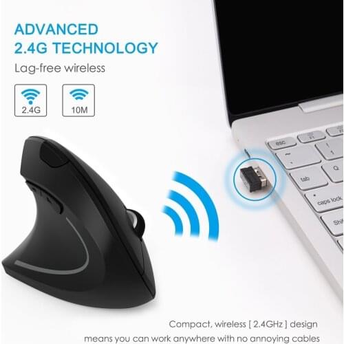 CHYI Left Handed Wireless Vertical Mouse Left Hand Ergonomic Rechargeable Optical Usb Mause 6 Button PC Gaming Mice For Laptop
