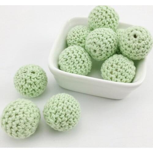 20mm 5PC/Set Baby DIY Accessories Crochet Wooden Beads Chewable Nursing Jewelry Organic Teething Necklace Teether Crochet Beads