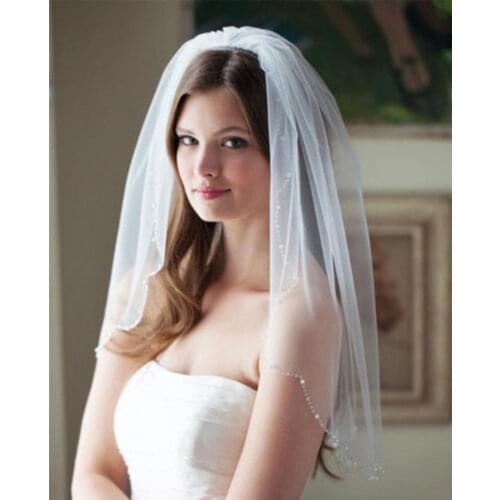 1 Layer White/Ivory Cut Edge Wedding Veil Lace Bride Veil Blusher Veil Cheap bridal Veil