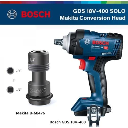 Bosch GDS 18V-400 Brushless Lithium Battery Impact Wrench Cordless Electric Wrench Equipped with Makita Bit Adapter Conversion
