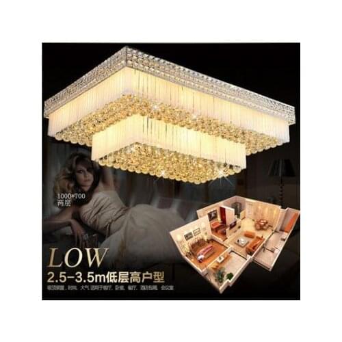 Crystal lighting living room rectangular citrine chandelier luxury hotel LED crystal lamp ceiling lamp room