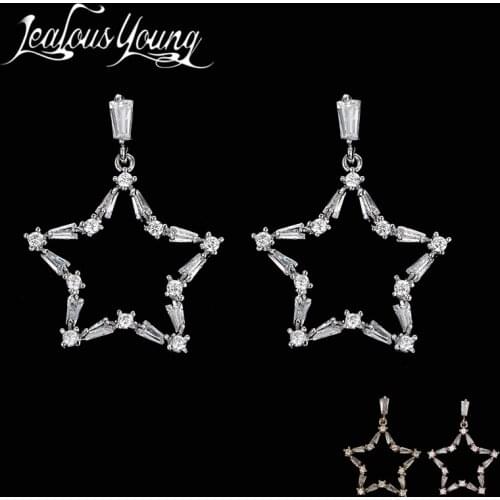 JY Fashion Shining Star Starfish Drop Earings Inlay AAA CZ Cubic Zirconia Long Bridal Earings For Women Party Jewelry AE460