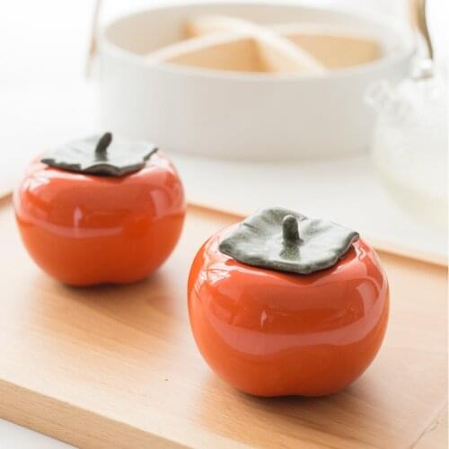 Persimmon Ceramic Storage Jar Tea Pots Snack Pot Holder Tomato Container