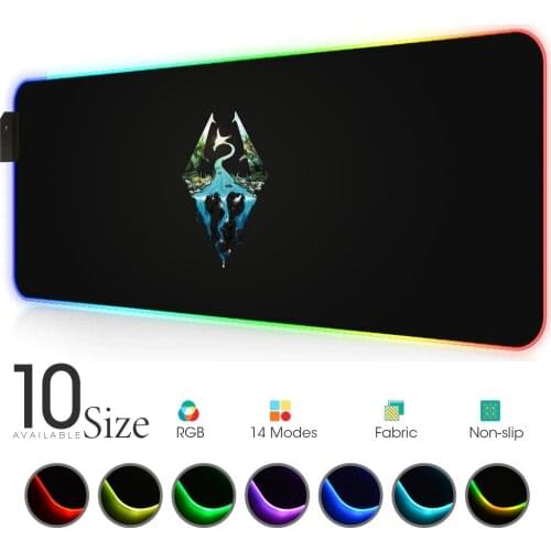 Skyrim RGB Mouse Pad Black Gamer Accessories Large LED MousePad Gaming 80x30cm PC Desk Play Mat with Backlit full desk joker