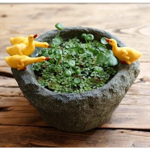 Creative Hydroponic Plant Pot Succulent Bonsai Imitation Stone Mortar Duck Ornaments Outdoor Garden Frog Potted Decoration Gifts