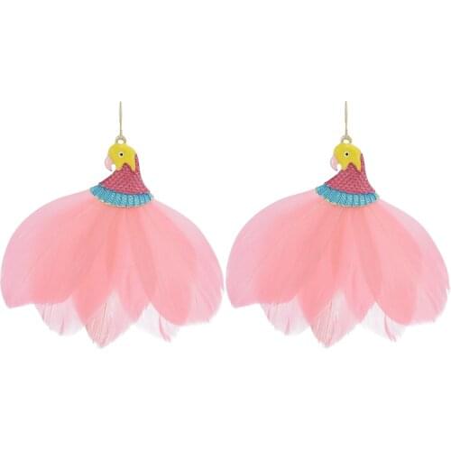 Fashion Summer Colorful Bohemian Parrot Bird Oil Drop Feather Pendant Earrings Ladies Party Jewelry Gifts Accessories