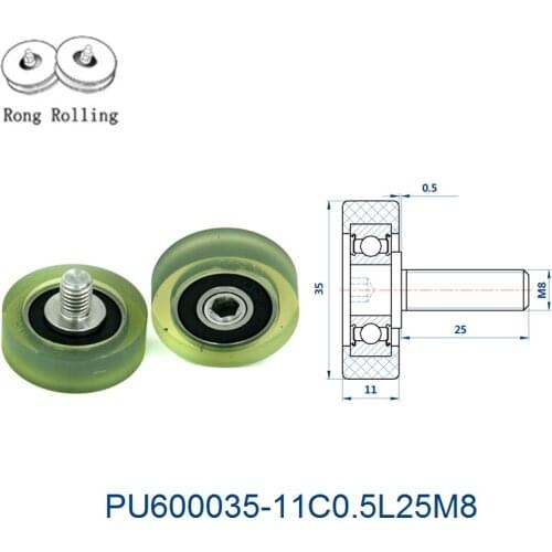 Outer diameter 35mm with 11/13/14/15/16mm thickness PU material coated bearing, drawer pulley, screw pulley, sliding door roller